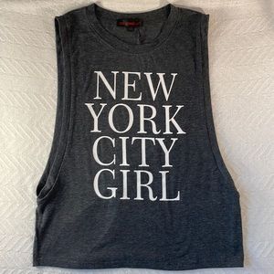 NEW YORK CITY GIRL Muscle Tank Top Heather Gray